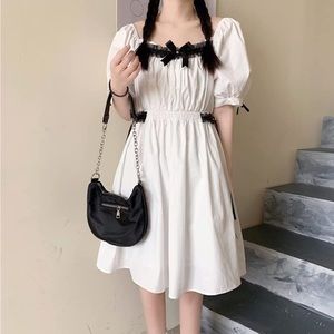 White and Black Lace Dress